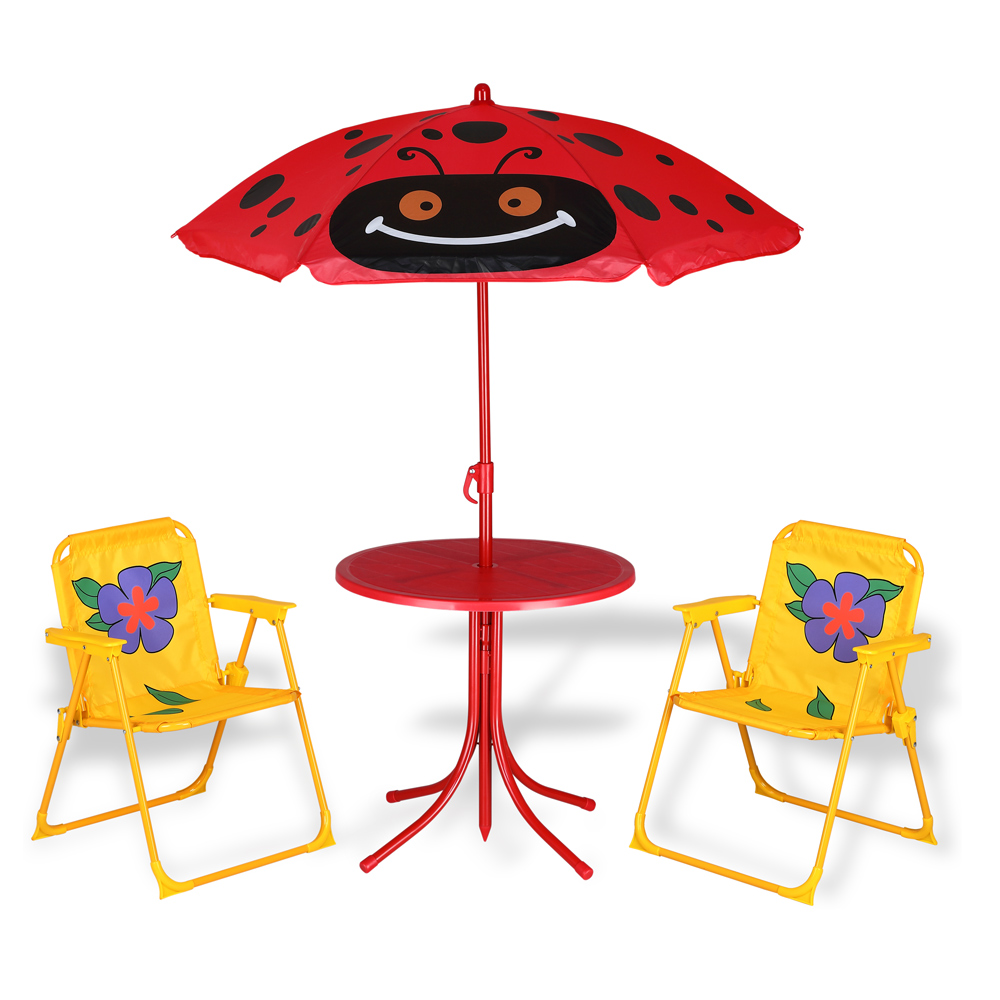 Kinder tuinset kever- 2 stoelen 1 tafel met parasol