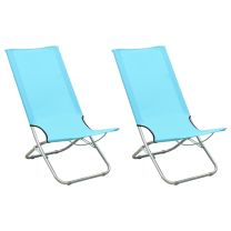  Strandstoelen 2 st inklapbaar stof turquoise