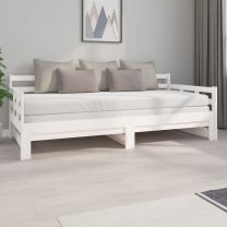  Slaapbank uitschuifbaar massief grenenhout wit 2x(90x200) cm