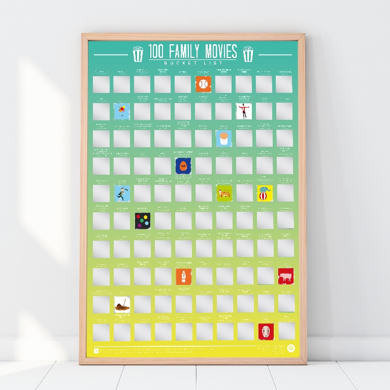 Gift Republic Scratch Poster - 100 Family Movies