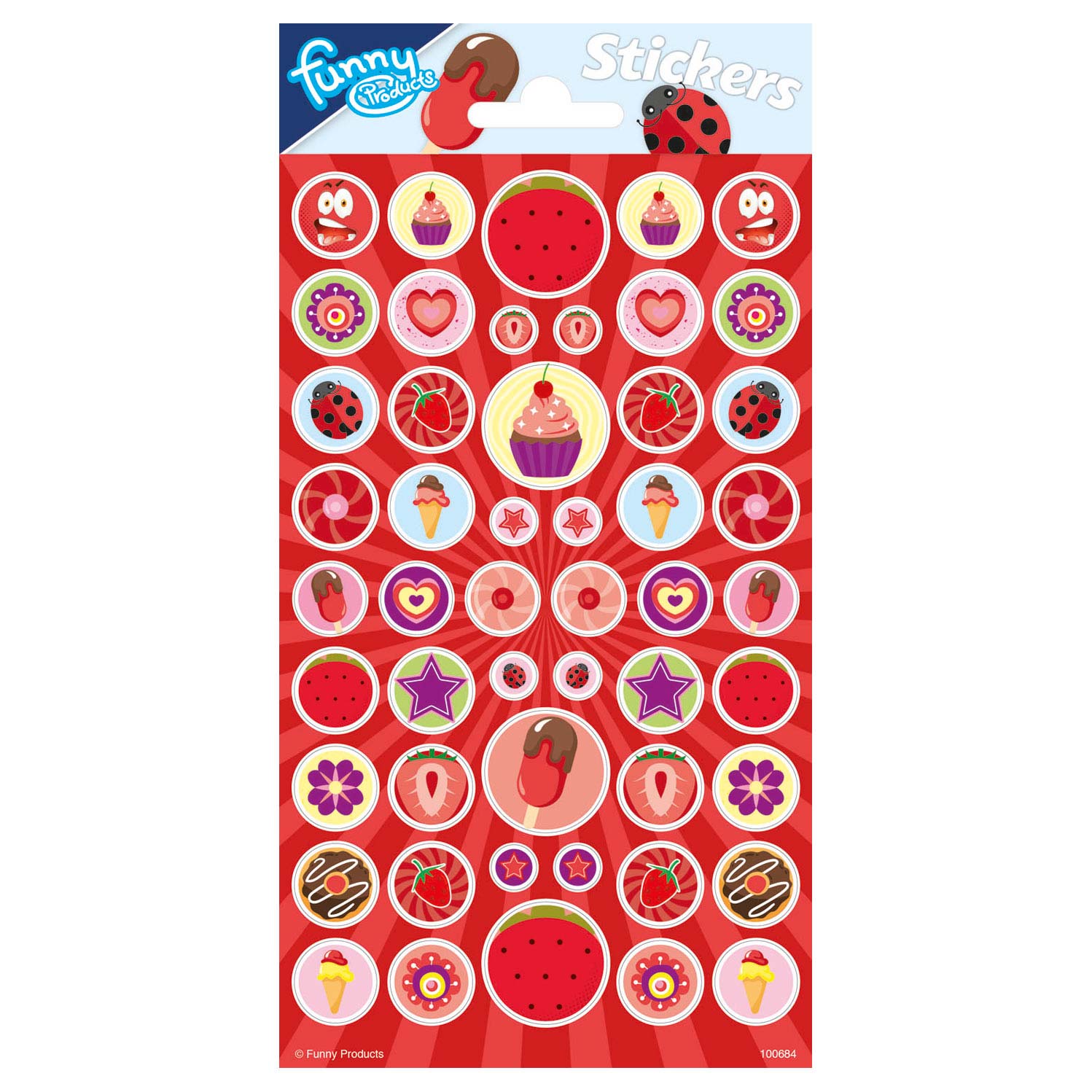 Funny Products Stickers Strawberries 20 X 10 Cm Rood 50 Stuks