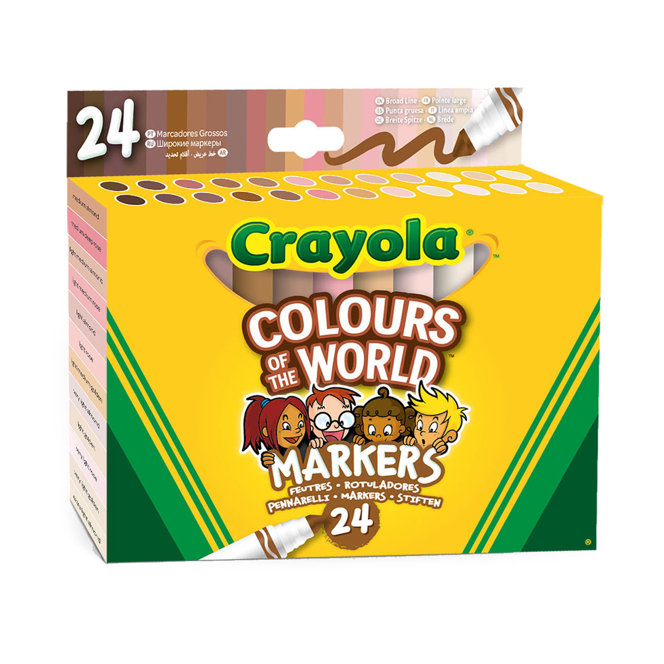 Crayola Colors of the World - Viltstiften Kegelpunt, 24st.
