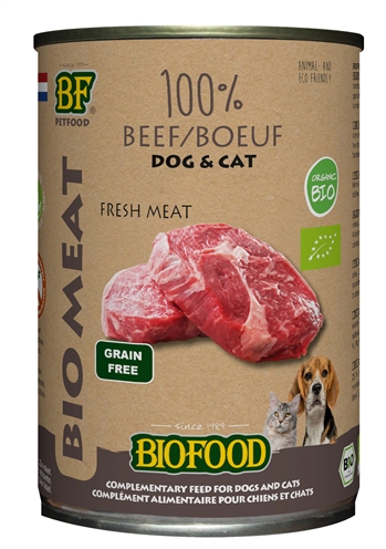 Biofood organic hond 100% rund 12 x blik hondenvoer 400 gr - 4.8Kg in totaal