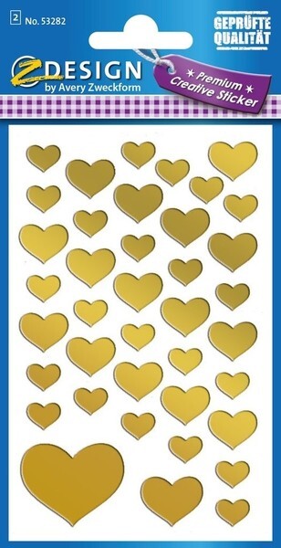 Avery Papieretiket Z-design Creative - pakje a 2 vel gouden hart