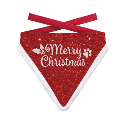 Kerst Bandana Hond Merry Christmas Glitter Rood maat M