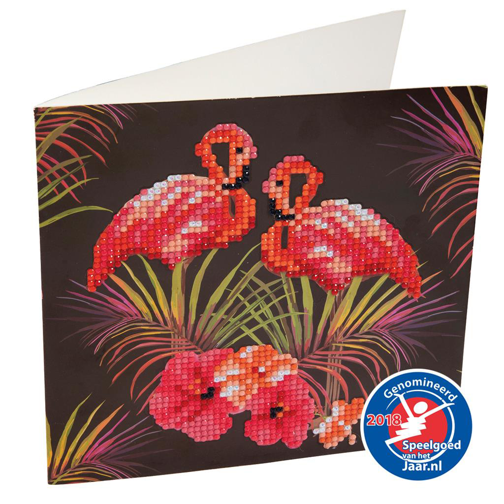 Diamond Painting Crystal Card Kit® Flamingos - 18x18cm