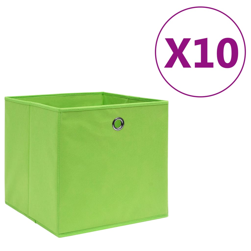 vidaXL-Opbergboxen-10-st-28x28x28-cm-nonwoven-stof-groen