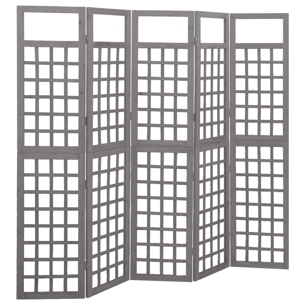 vidaXL Kamerscherm/trellis met 5 panelen 201.5x180 cm vurenhout grijs
