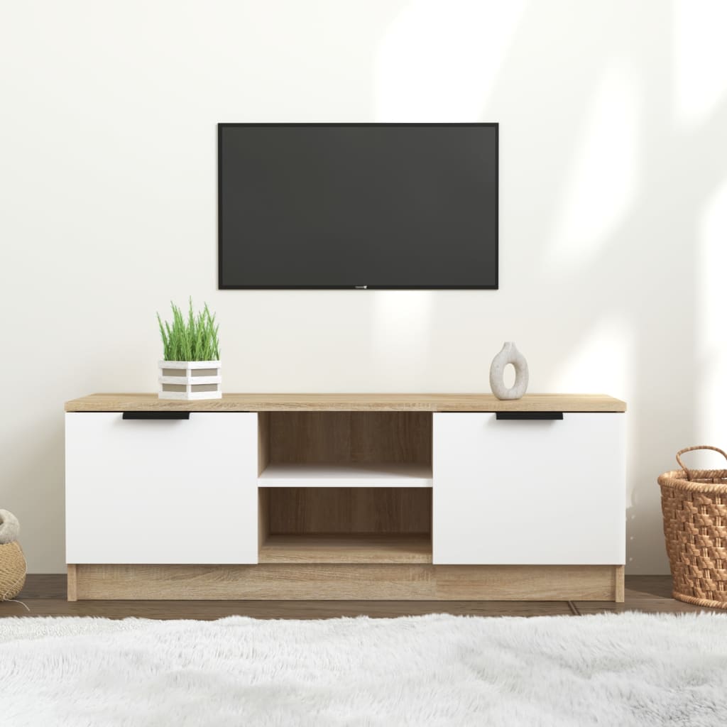 vidaXL Tv-meubel 102x35x36.5 cm bewerkt hout wit sonoma eikenkleurig