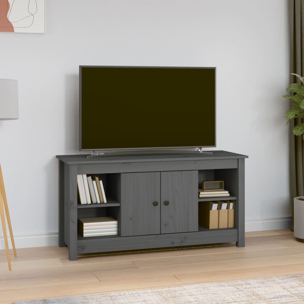 vidaXL Tv-meubel 103x36.5x52 cm massief grenenhout grijs