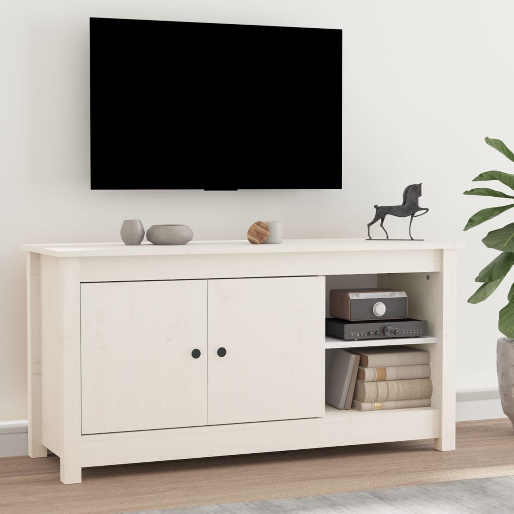 vidaXL Tv-meubel 103x36.5x52 cm massief grenenhout wit