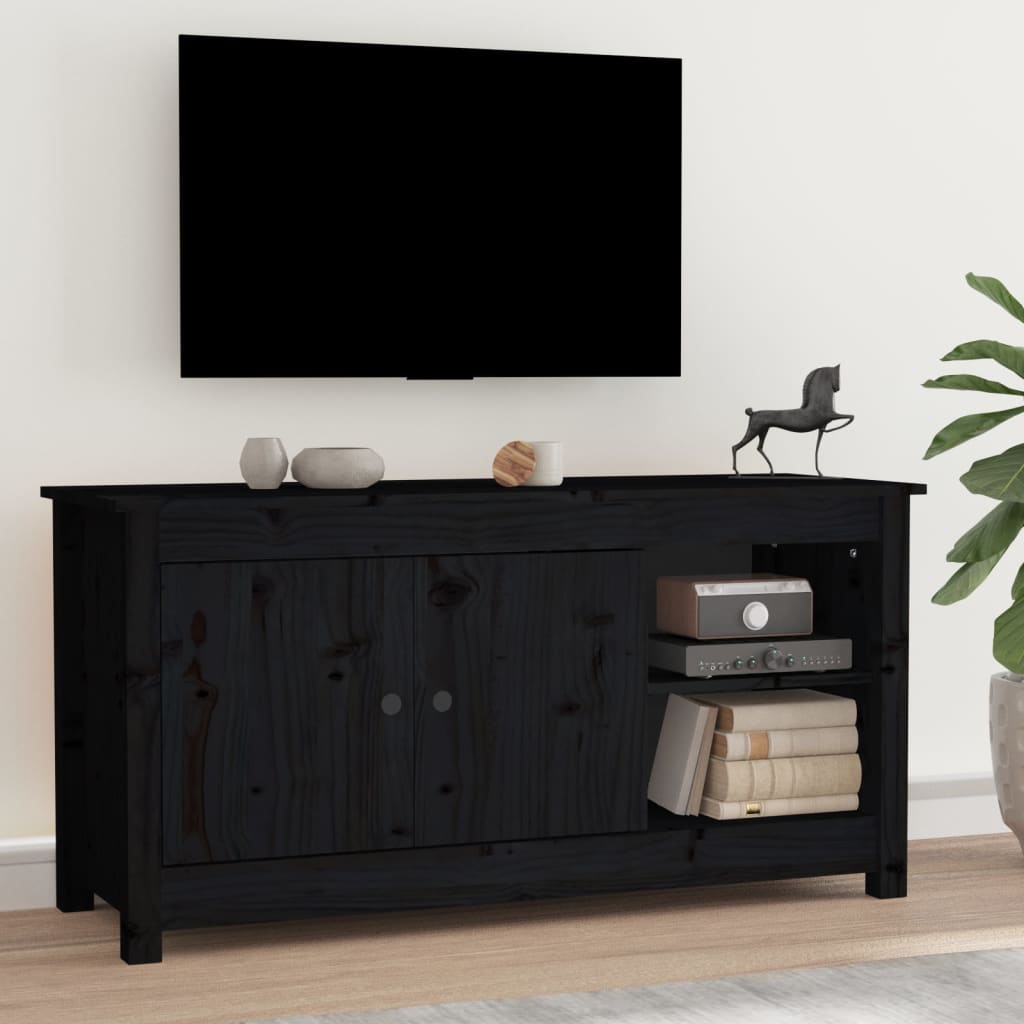 vidaXL Tv-meubel 103x36.5x52 cm massief grenenhout zwart