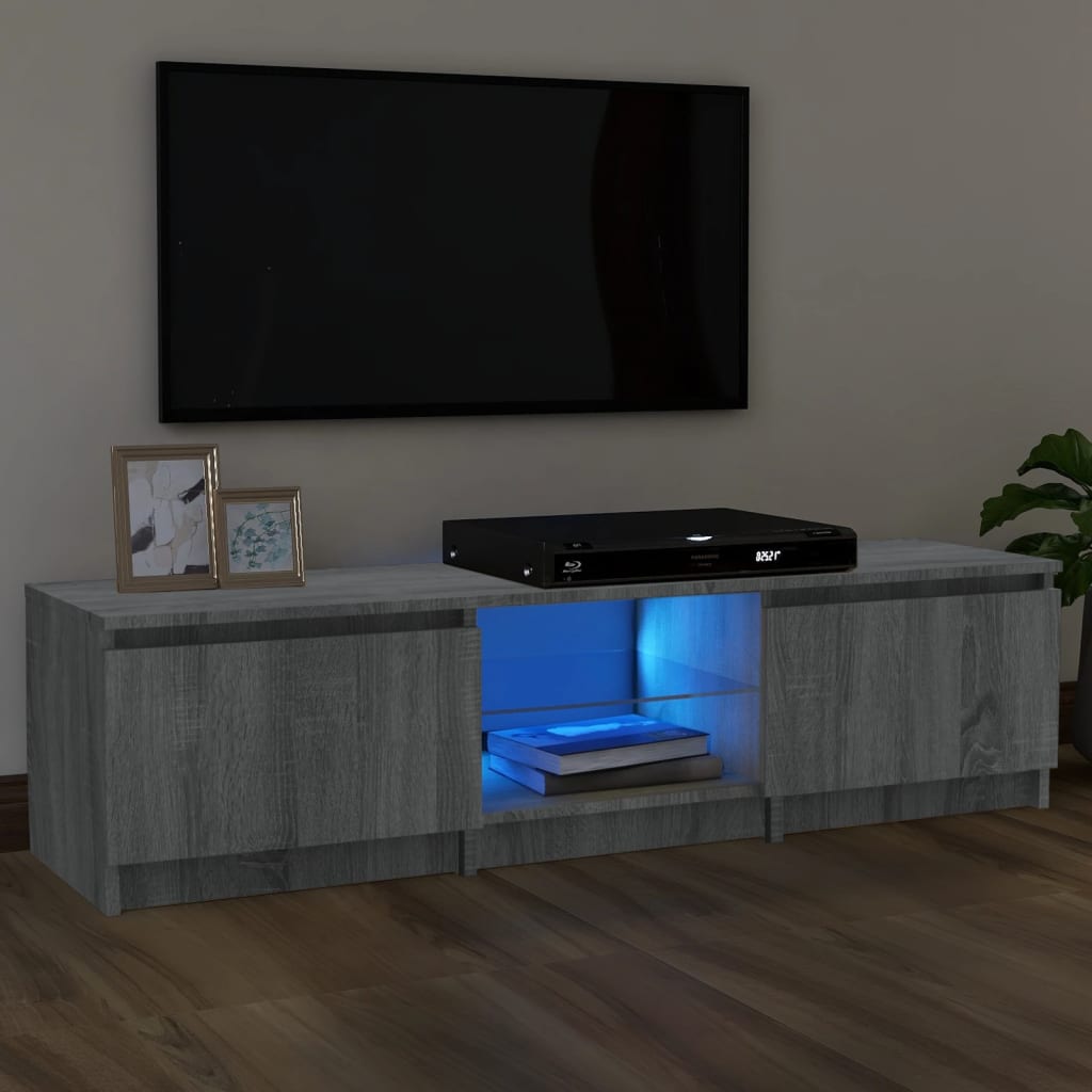 Tv-meubel met LED-verlichting 140x40x35,5 cm grijs sonoma eiken