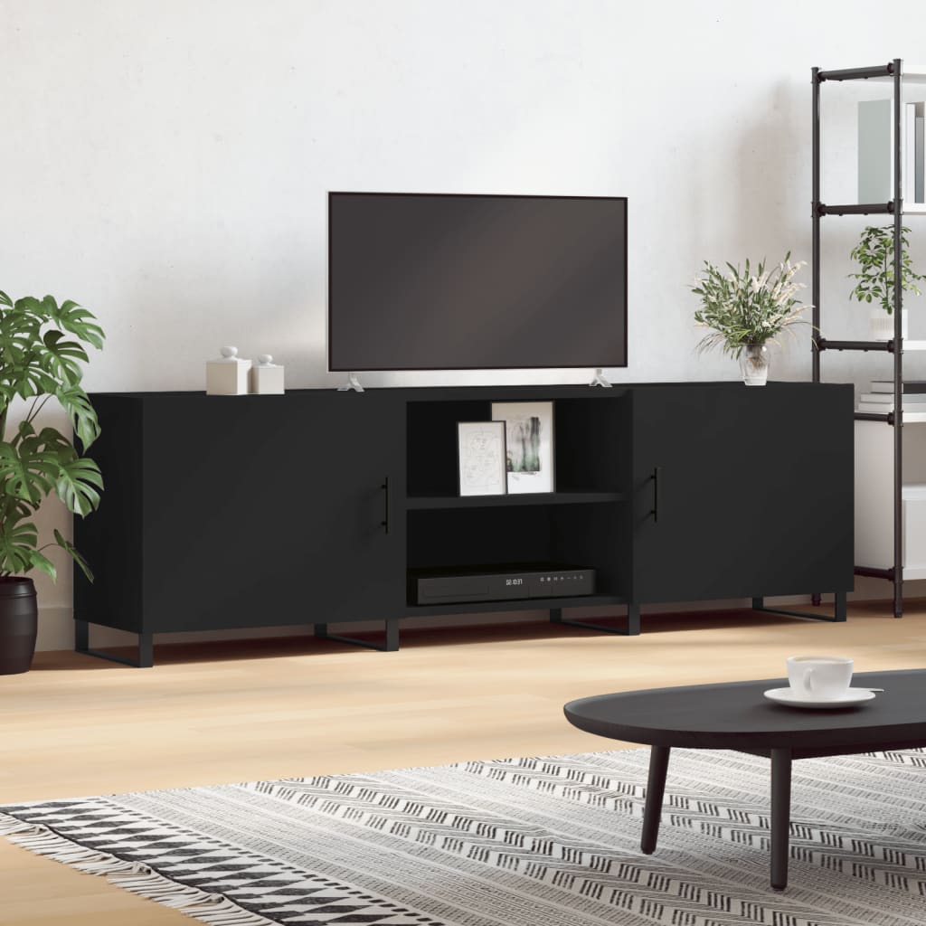 Tv-meubel 150x30x50 cm bewerkt hout zwart