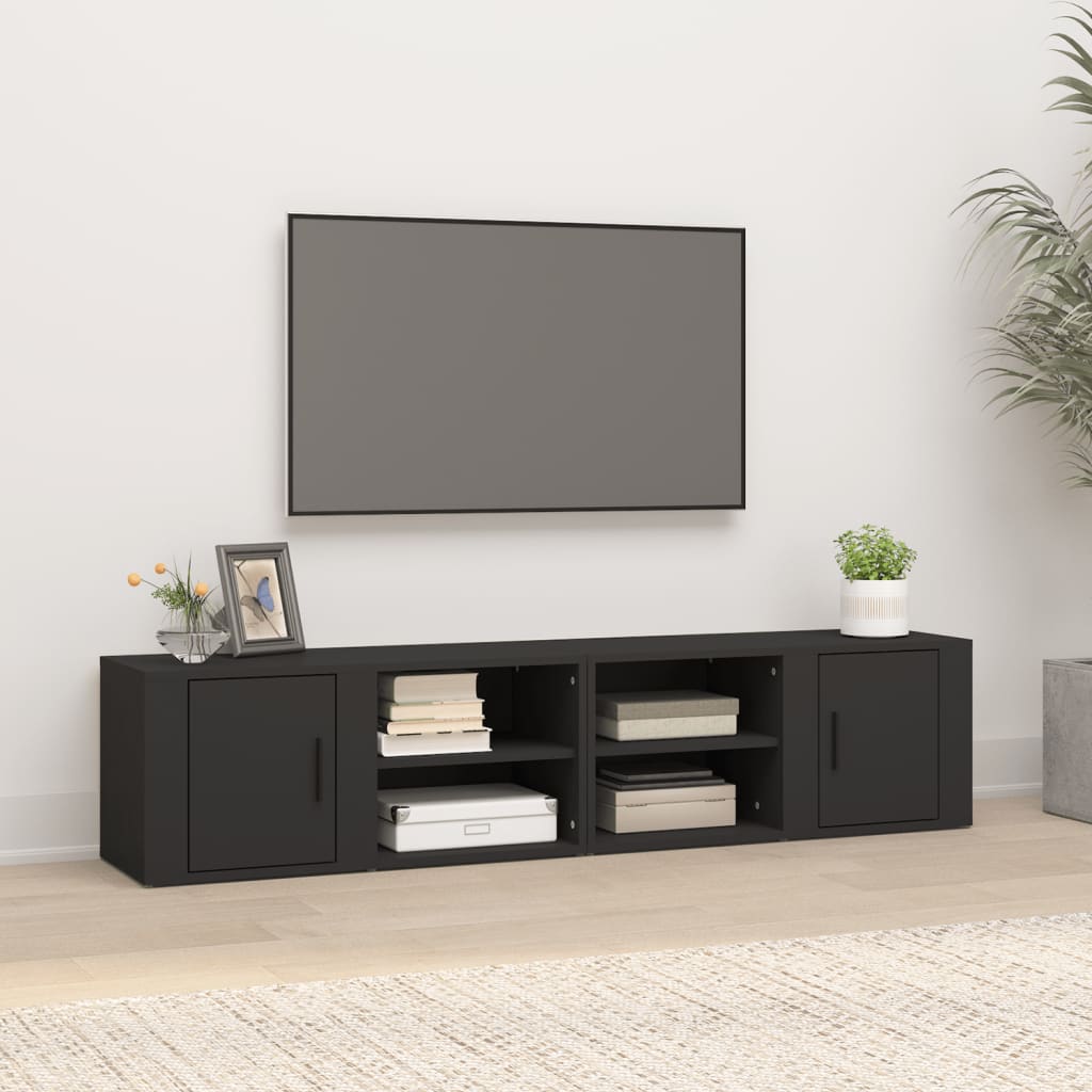 Tv-meubels 2 st 80x31,5x36 cm bewerkt hout zwart