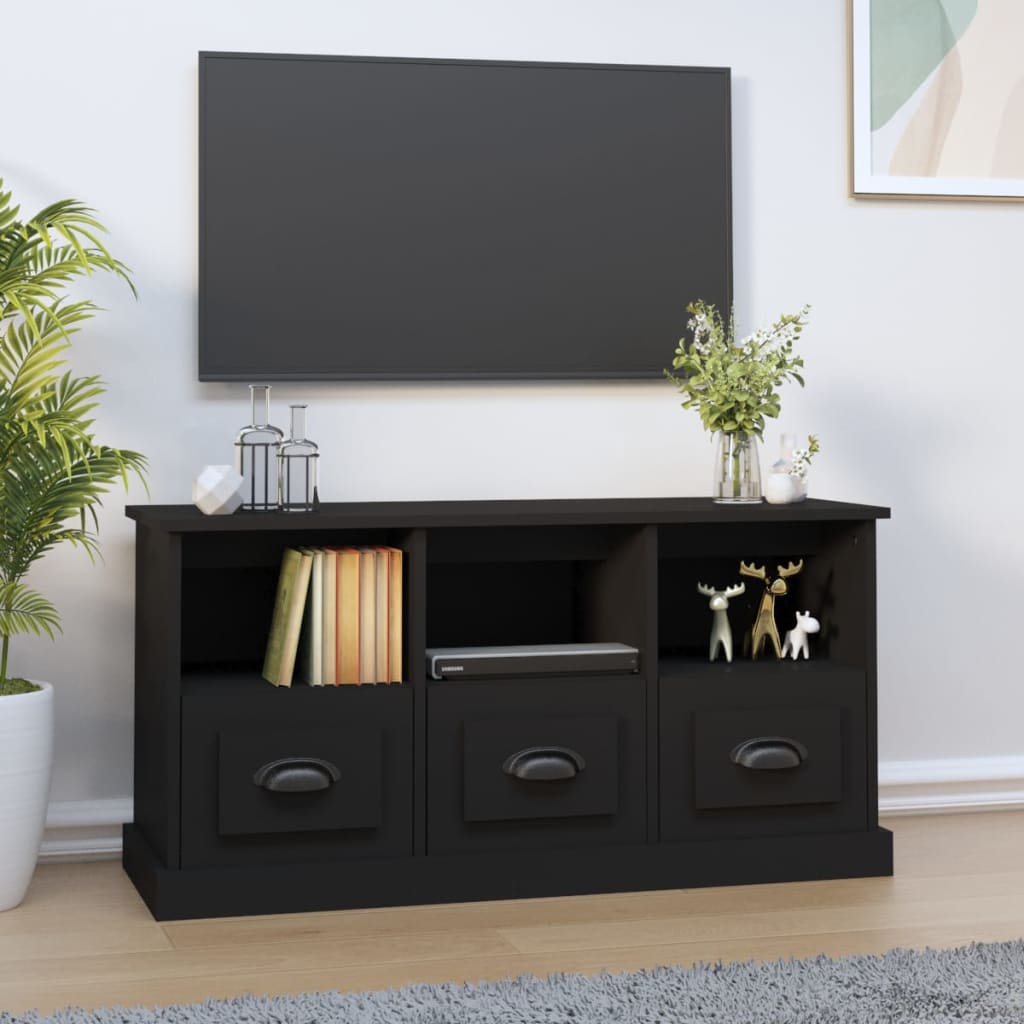 Tv-meubel 100x35x50 cm bewerkt hout zwart