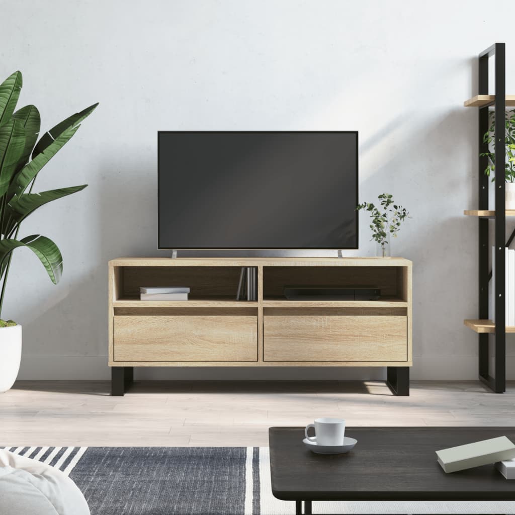 Tv-meubel 100x34,5x44,5 cm bewerkt hout sonoma eikenkleurig