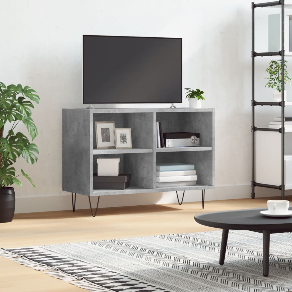 Tv-meubel 69,5x30x50 cm bewerkt hout betongrijs