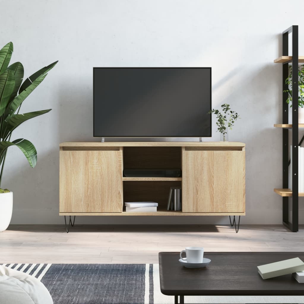 Tv-meubel 104x35x50 cm bewerkt hout sonoma eikenkleurig