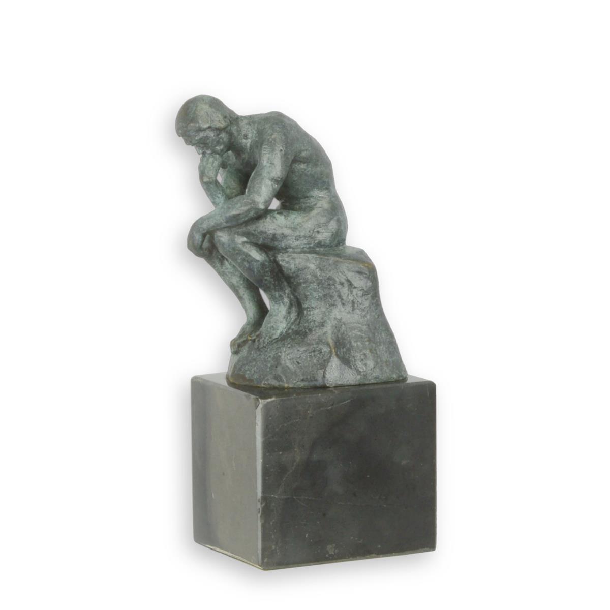 A BRONZE SCULPTURE OF THE THINKER GREEN FINISH