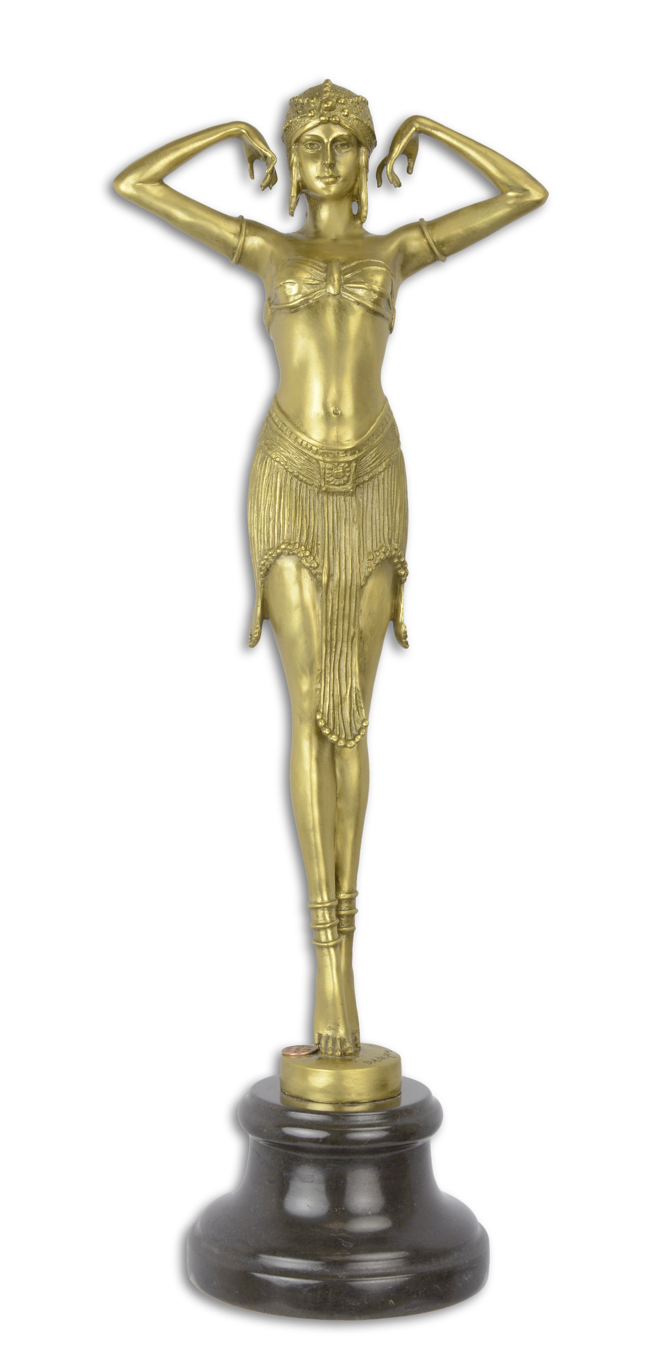 A POLISHED BRONZE SCULPTURE OF THE SCARAB DANCER