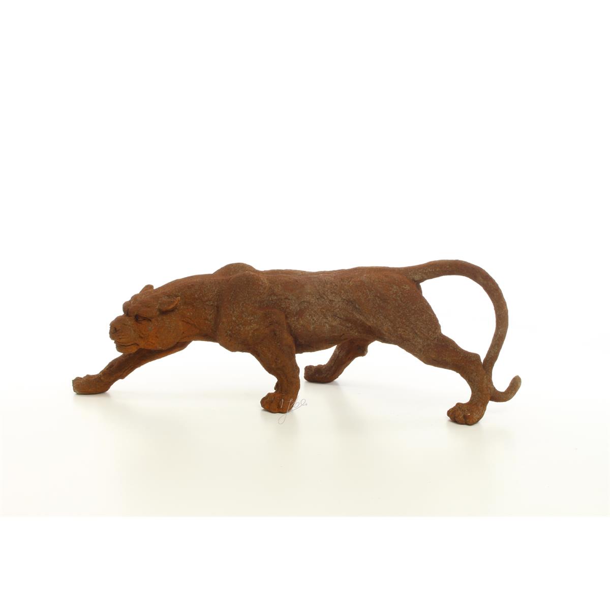 A RESIN FIGURE OF A PANTHER