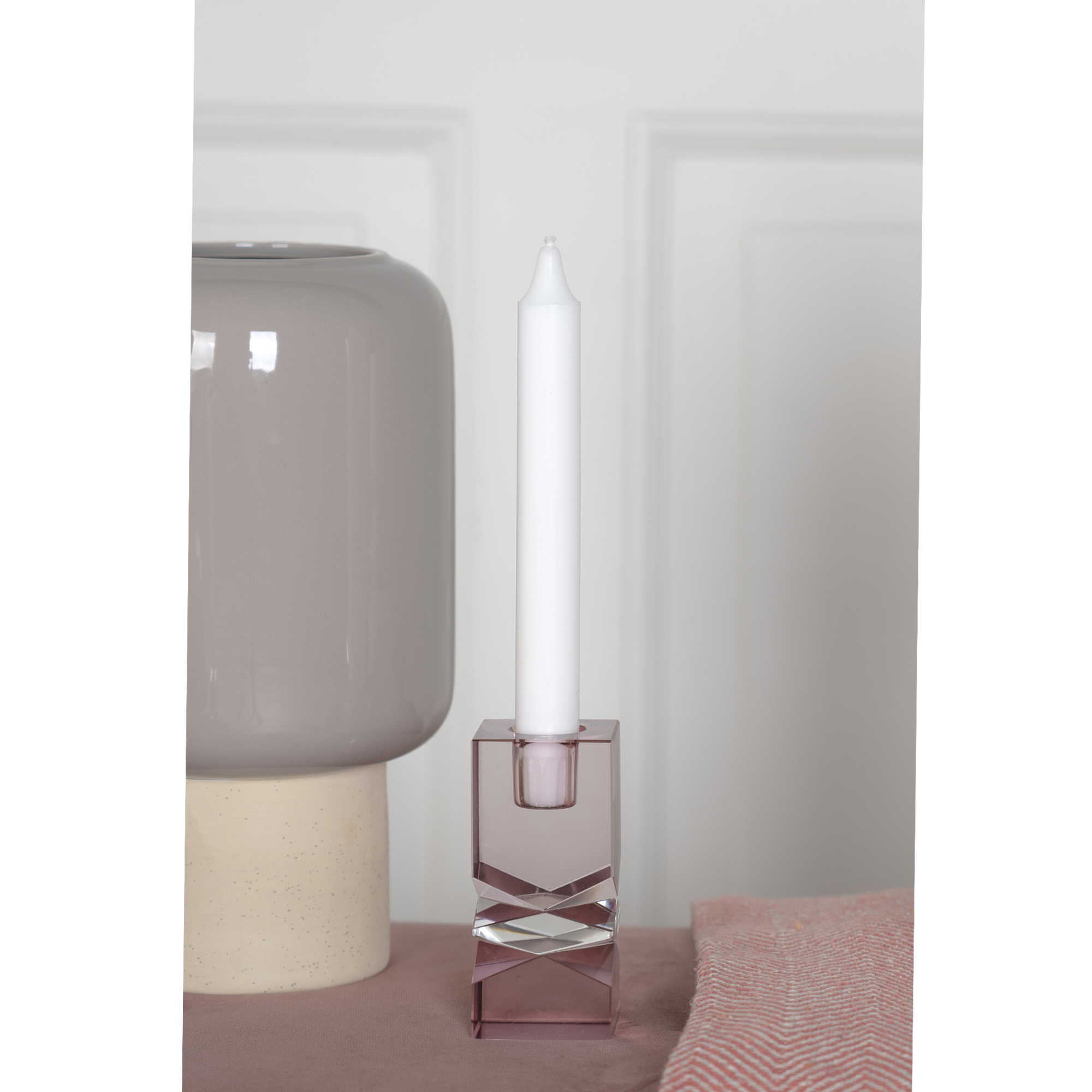 Mira Candle Holder - Candle holder in rose glass