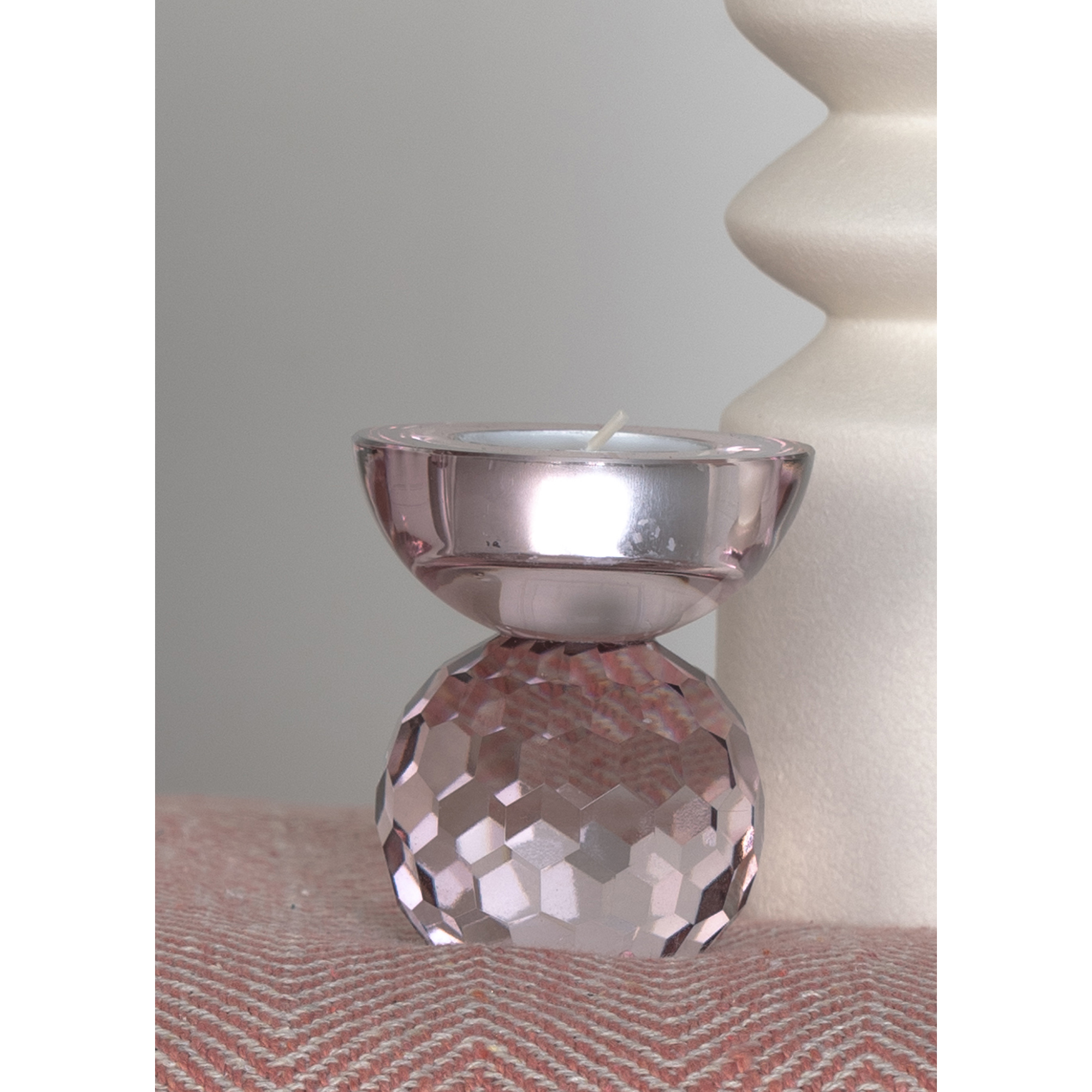 Burano Candle Holder - Candle holder in rose glass