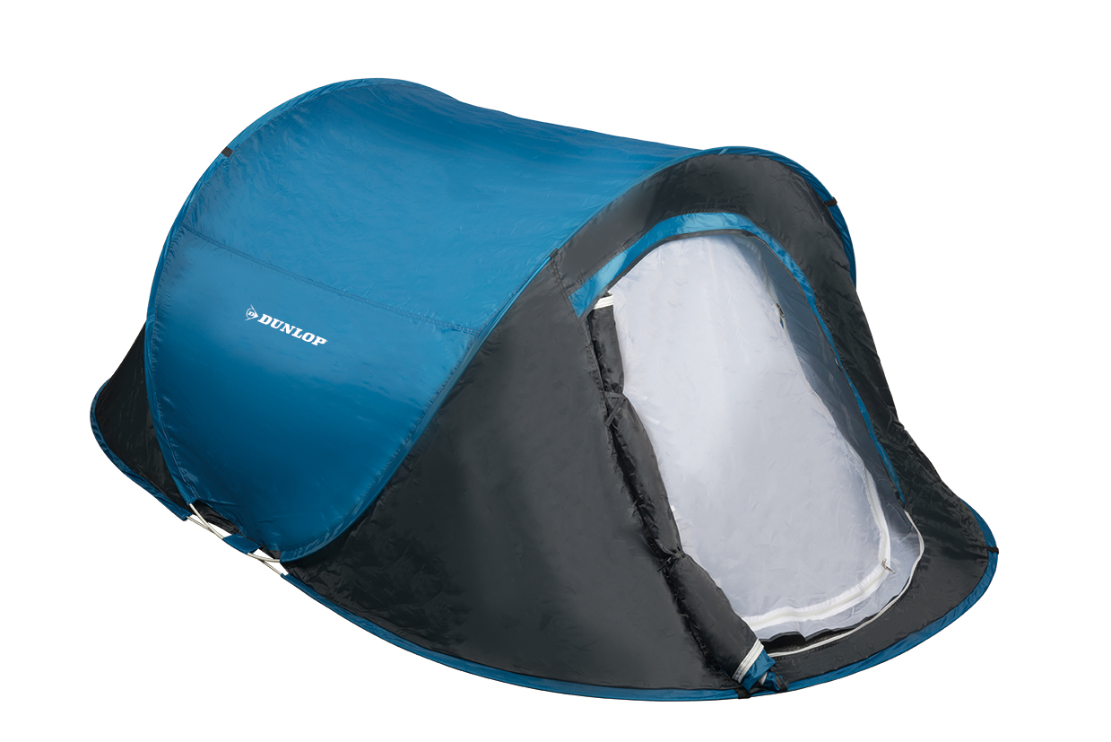 Dunlop Pop Up Tent - Blauw/ Grijs/ Wit - 2 Persoons