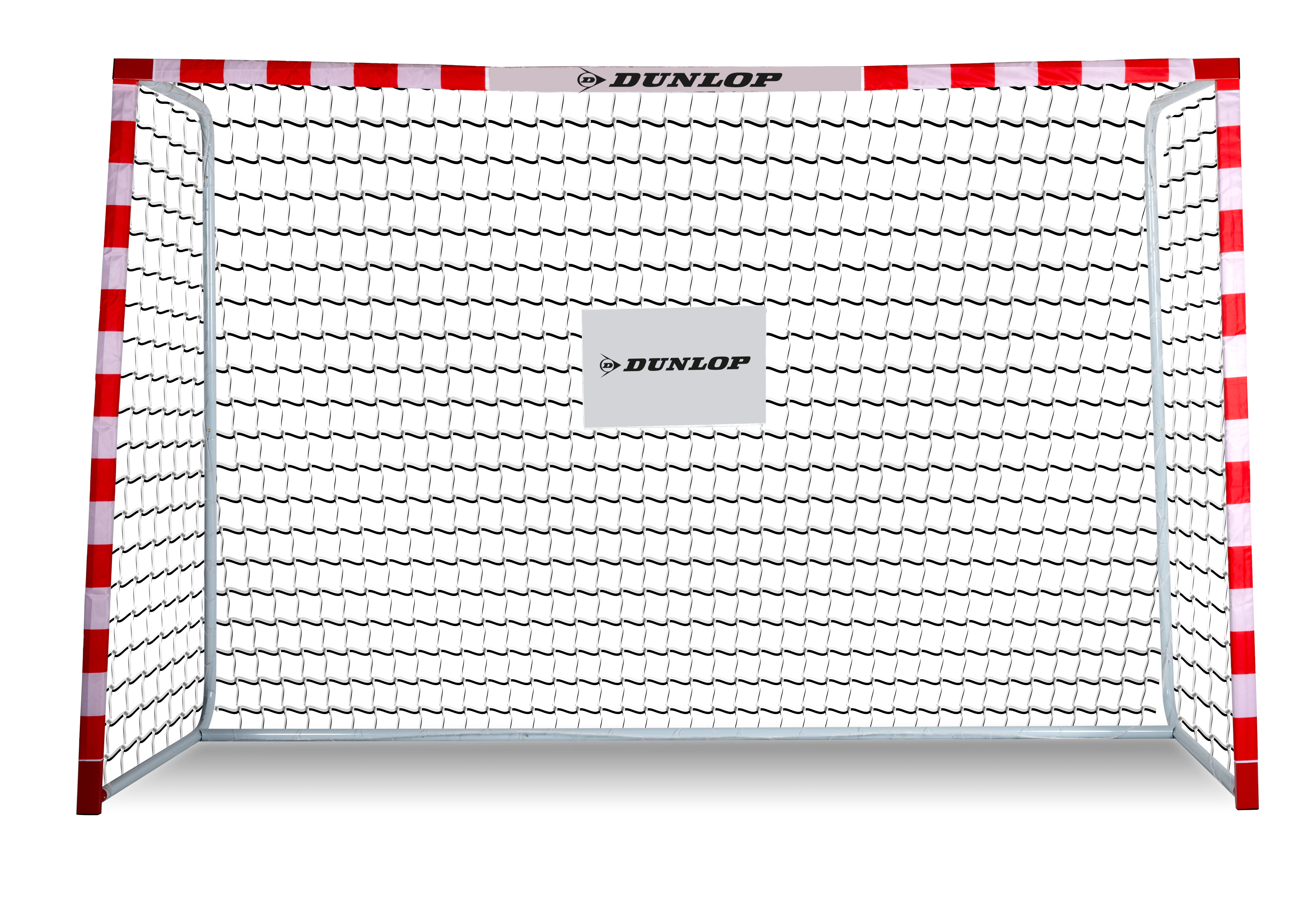 Dunlop Voetbaldoel - 300 x 200 x 110 CM - Metaal - Voetbaltrainingsmateriaal voor Alle Leeftijden - Makkelijke Montage - Wit/ Rood