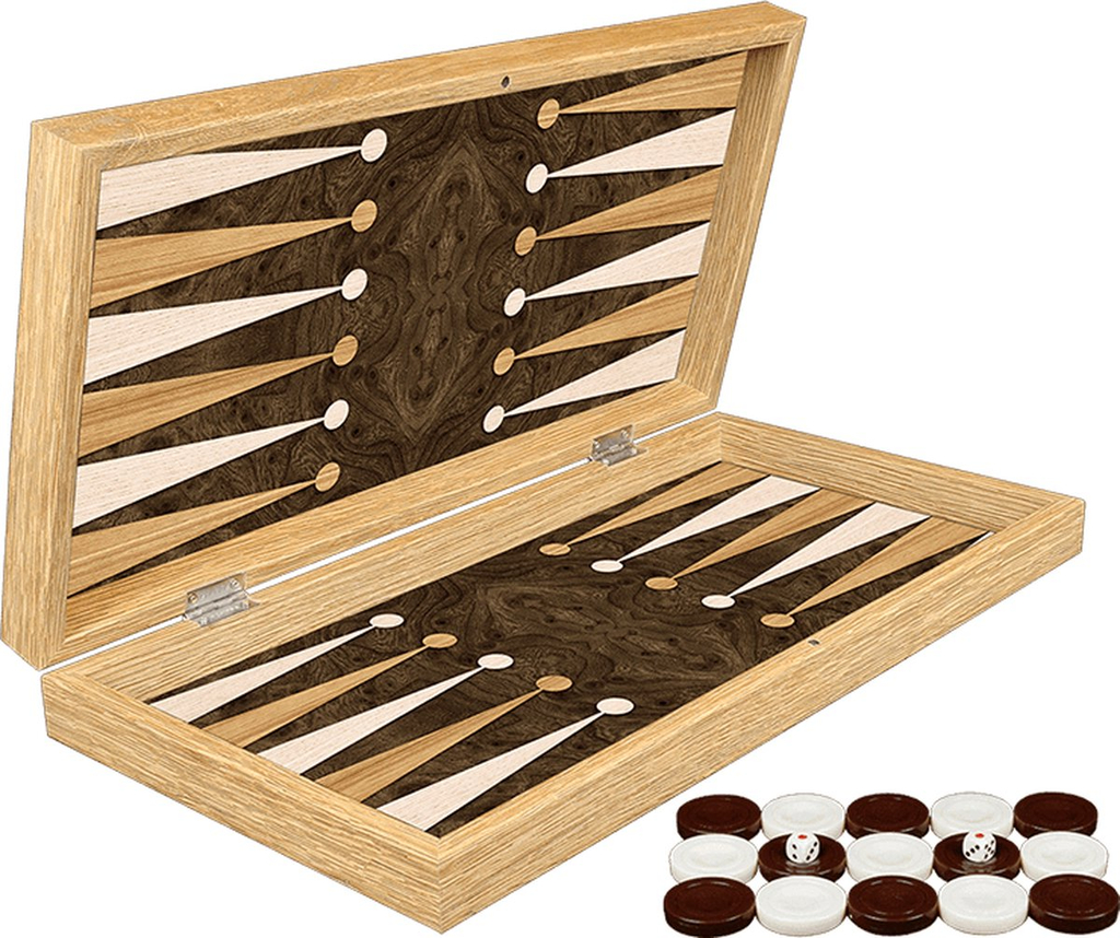 Klassiek Backgammon rosé bordspel - Tavla - Grote Maat XXL 48cm - Met schaakbord - Koffer met magnetische sluiting